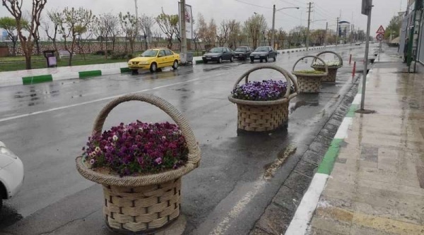 گلدان شهری طرح سبد